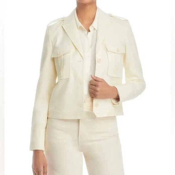 Theory Women's Boxy Military Jacket, Ivory size 6=12 retail $595.00, NWT - Picture 4 of 5